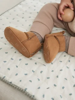 Tan Brown Warm Lined Baby Boots (0-2mths)
