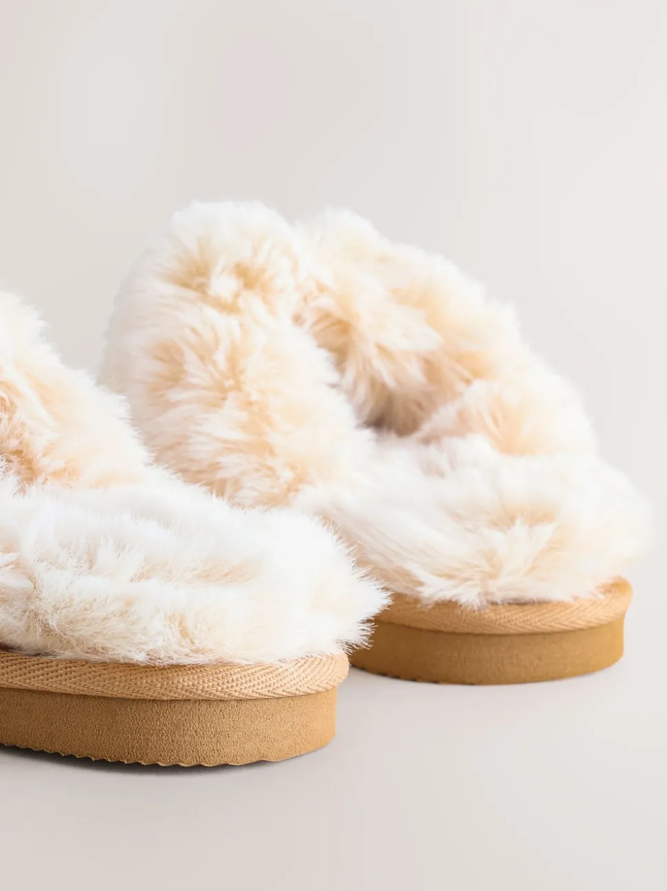 Tan Brown Warm Lined Mule Slippers