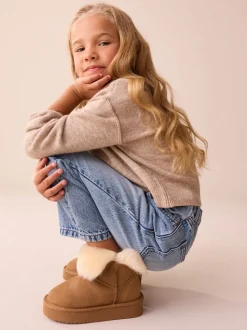 Tan Brown Water Repellent Suede True Sheepskin Boots