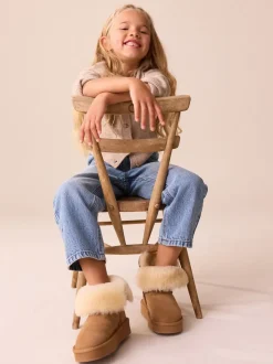 Tan Brown Water Repellent Suede True Sheepskin Boots