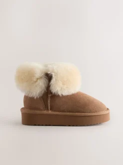 Tan Brown Water Repellent Suede True Sheepskin Boots