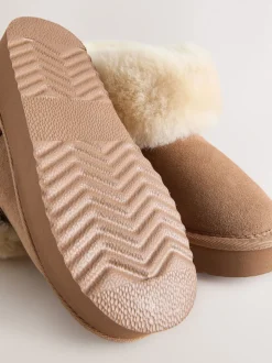 Tan Brown Water Repellent Suede True Sheepskin Boots