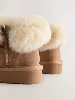 Tan Brown Water Repellent Suede True Sheepskin Boots