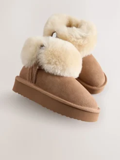 Tan Brown Water Repellent Suede True Sheepskin Boots