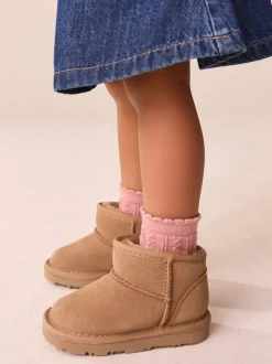 Tan Brown Water Repellent Wide Fit (G) Suede Pull On Boots