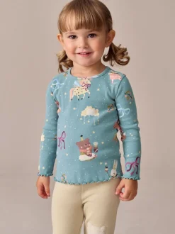 Teal Blue Fairy Rib Long Sleeve T-Shirt (3mths-7yrs)