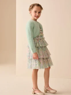 Teal Fluffy Occasion Shrug (12mths-16yrs)