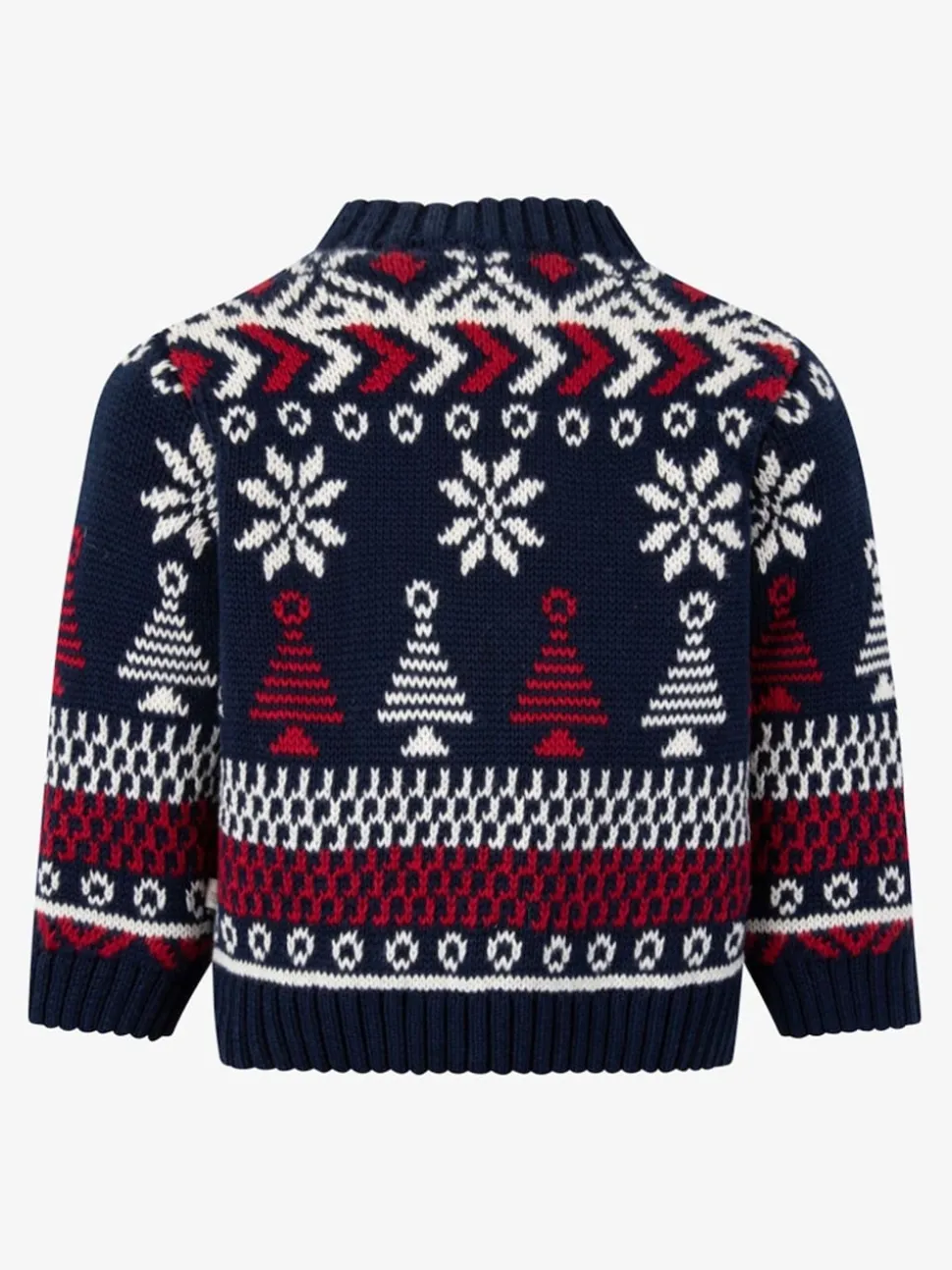 The Little Tailor Baby Blue Christmas Multicoloured Fairisle Cotton Jumper