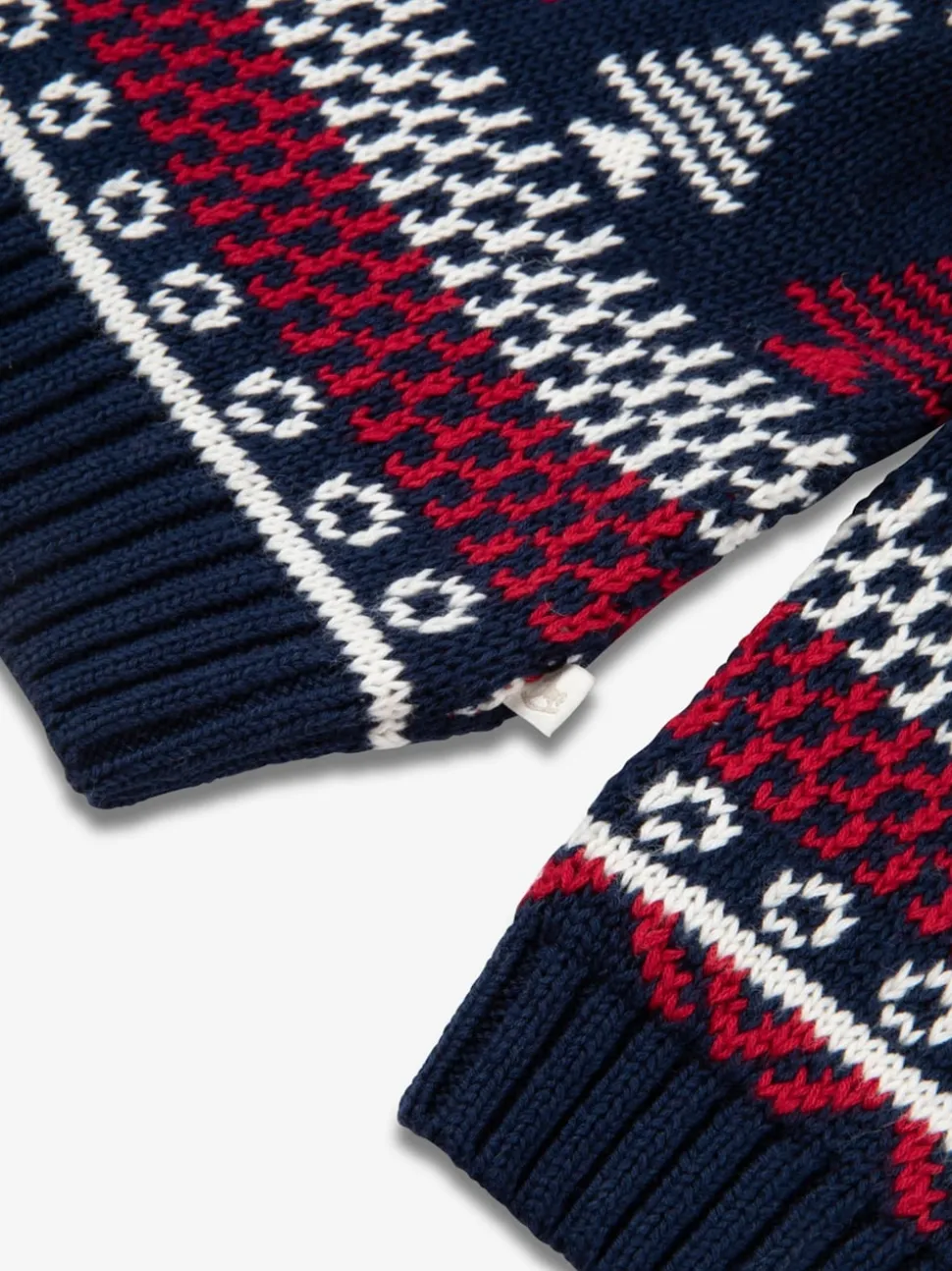 The Little Tailor Baby Blue Christmas Multicoloured Fairisle Cotton Jumper
