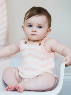 The Little Tailor Baby Chevron Design Knitted 100% Cotton Romper