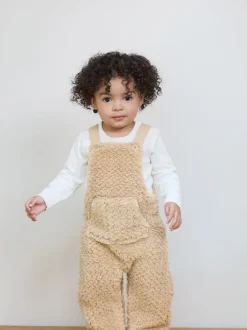 The Little Tailor Baby Chunky Sherpa Fleece Dungarees and Bodysuit Set