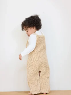 The Little Tailor Baby Chunky Sherpa Fleece Dungarees and Bodysuit Set