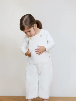 The Little Tailor Baby Chunky Sherpa Fleece Dungarees and Bodysuit Set