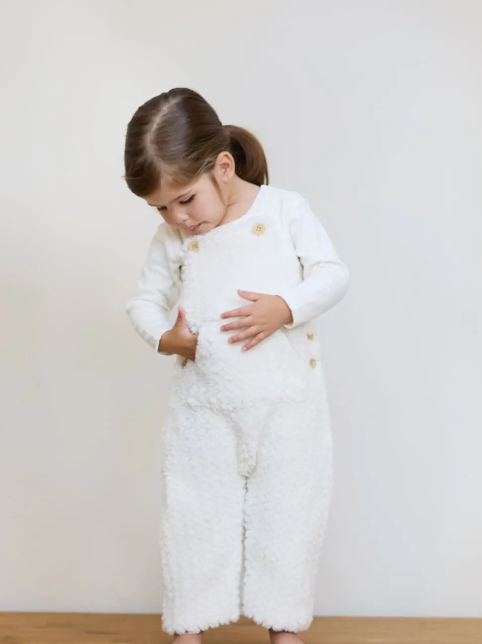 The Little Tailor Baby Chunky Sherpa Fleece Dungarees and Bodysuit Set