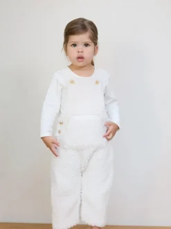 The Little Tailor Baby Chunky Sherpa Fleece Dungarees and Bodysuit Set