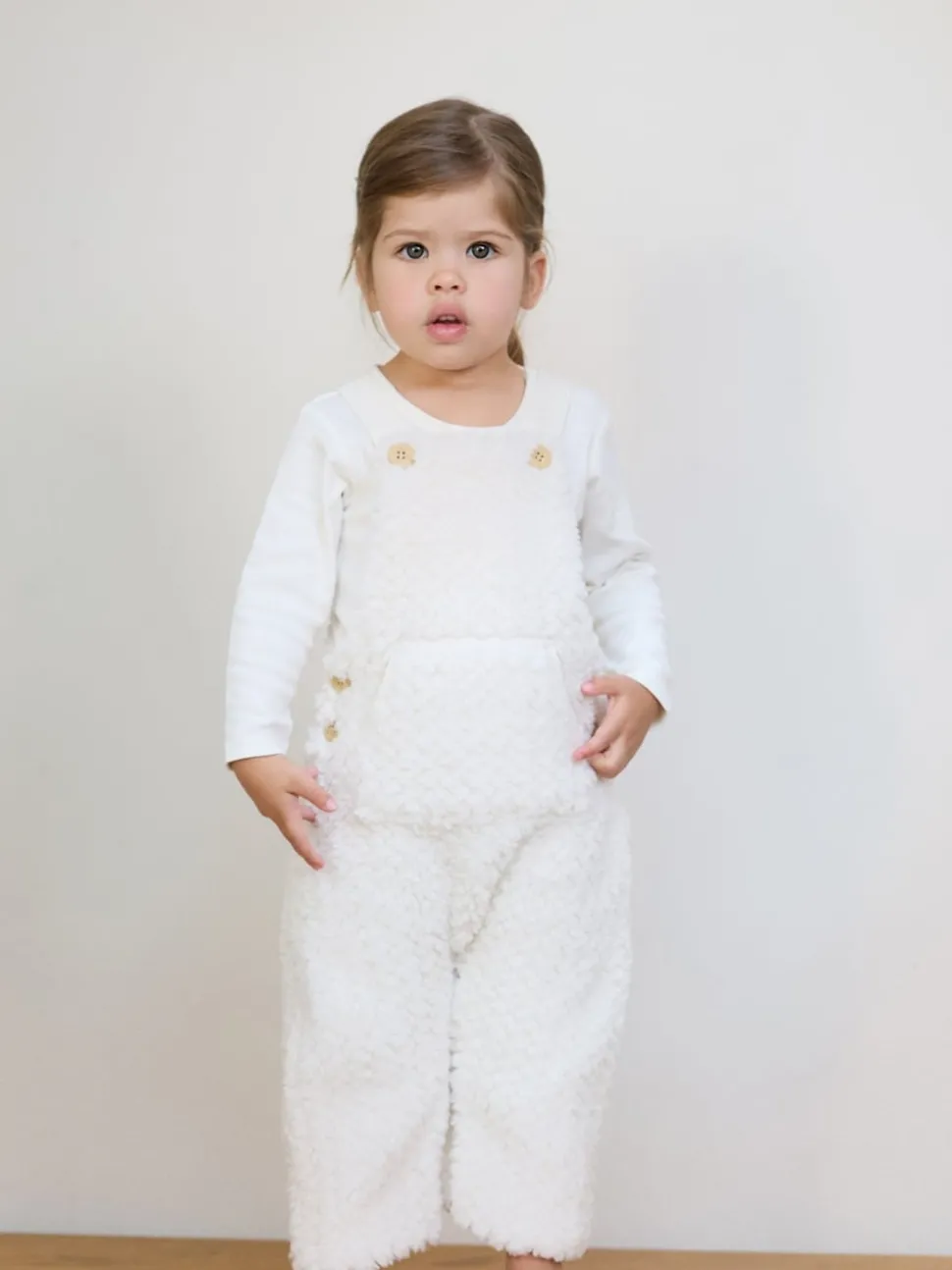 The Little Tailor Baby Chunky Sherpa Fleece Dungarees and Bodysuit Set