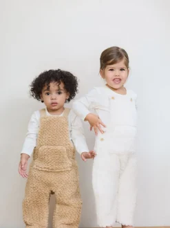 The Little Tailor Baby Chunky Sherpa Fleece Dungarees and Bodysuit Set