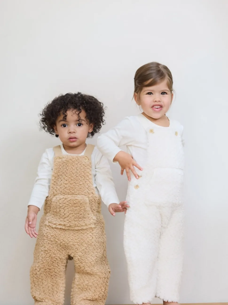 The Little Tailor Baby Chunky Sherpa Fleece Dungarees and Bodysuit Set