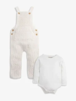The Little Tailor Baby Chunky Sherpa Fleece Dungarees and Bodysuit Set