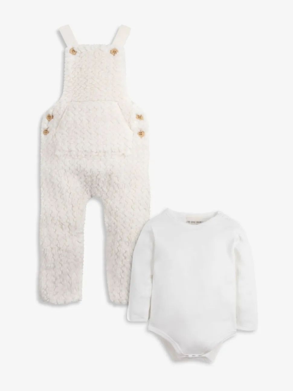 The Little Tailor Baby Chunky Sherpa Fleece Dungarees and Bodysuit Set