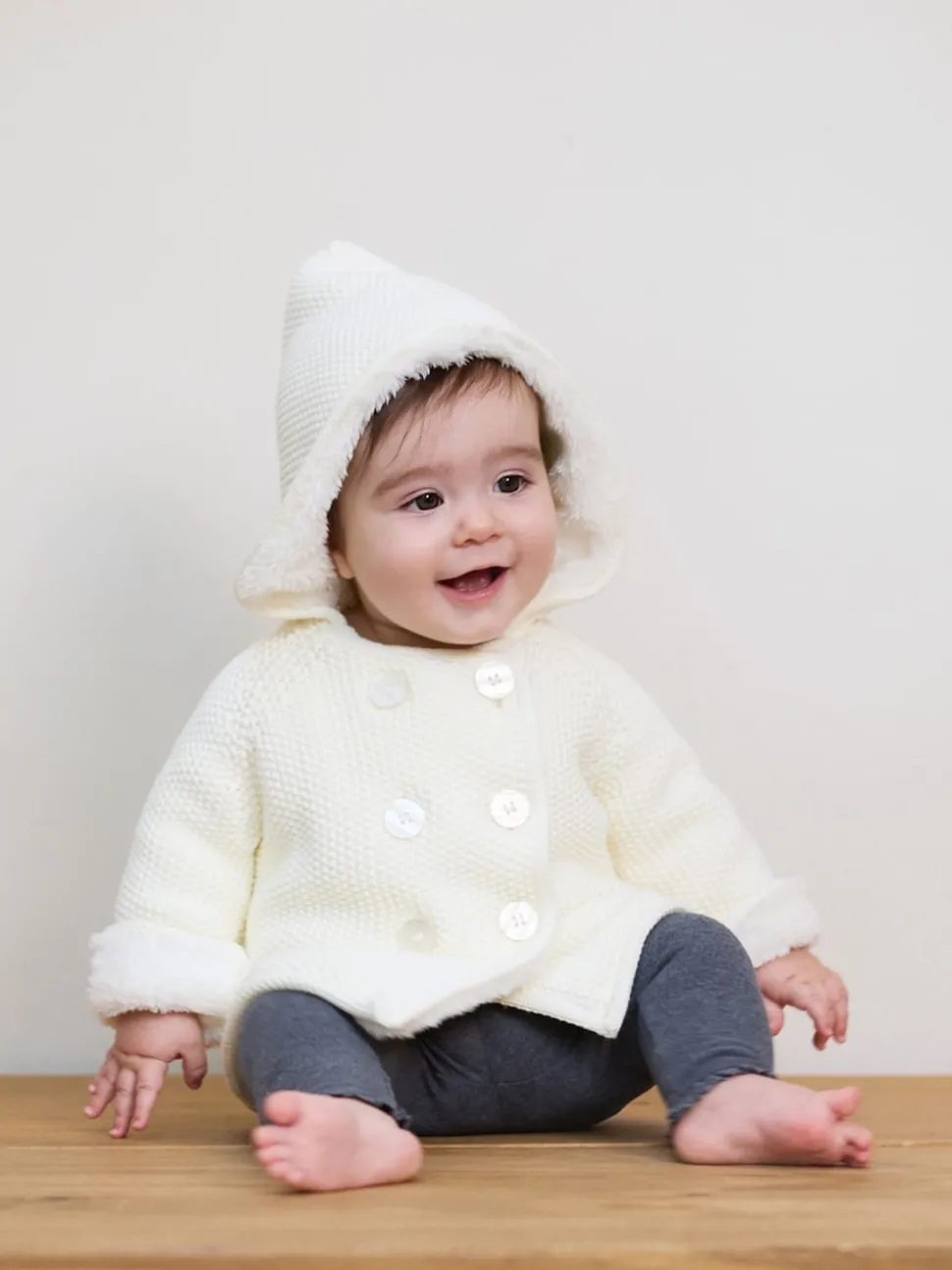 The Little Tailor Baby 100% Cotton Plush Lined Pixie Pram Coat