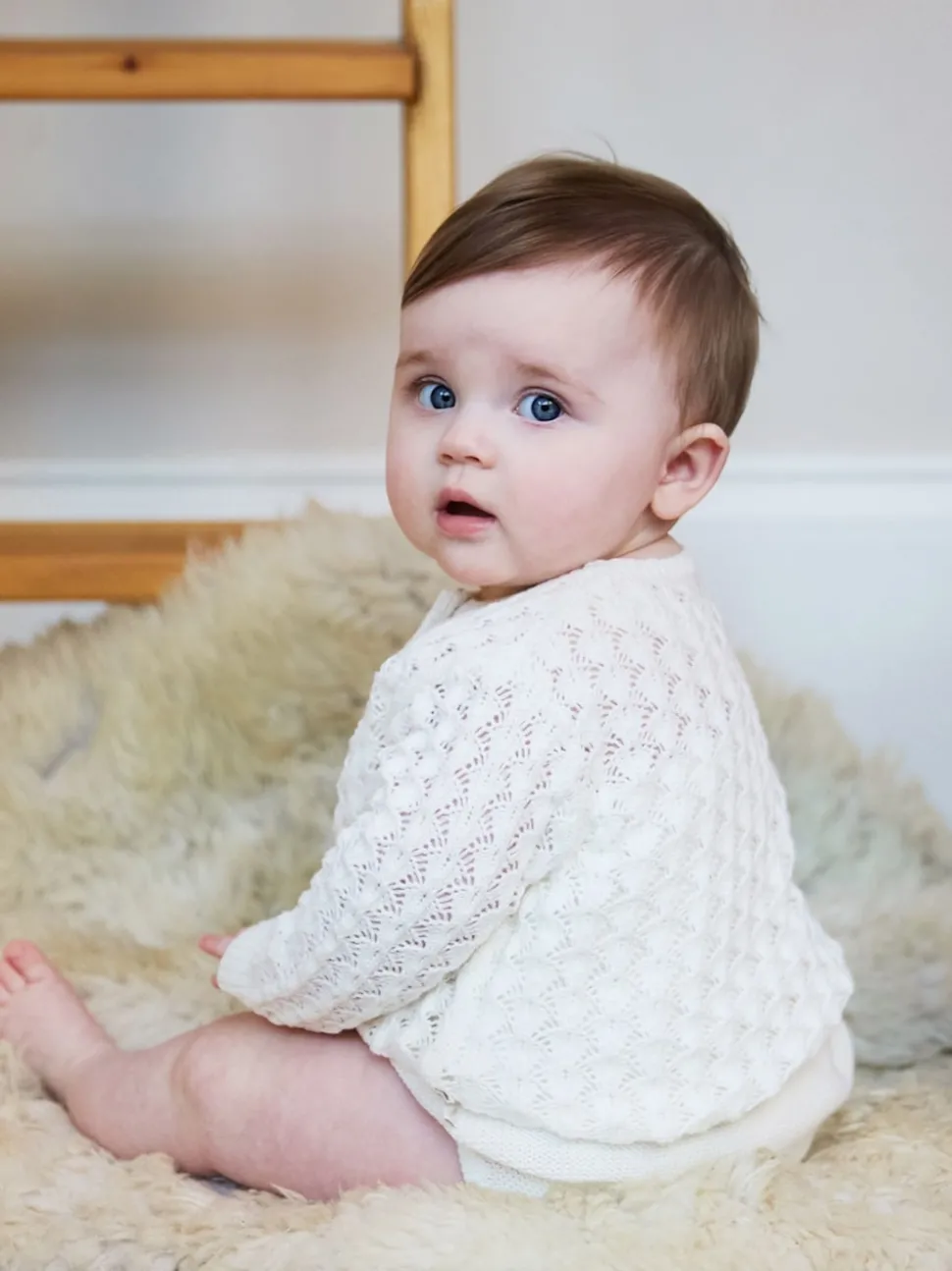 The Little Tailor Baby 100% Cotton Scallop Design Pointelle Cardigan