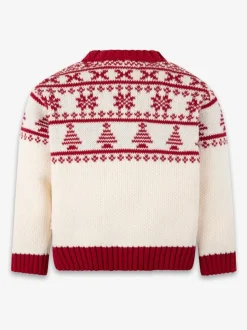 The Little Tailor Baby Cream Christmas Half Fairisle Cotton Jumper