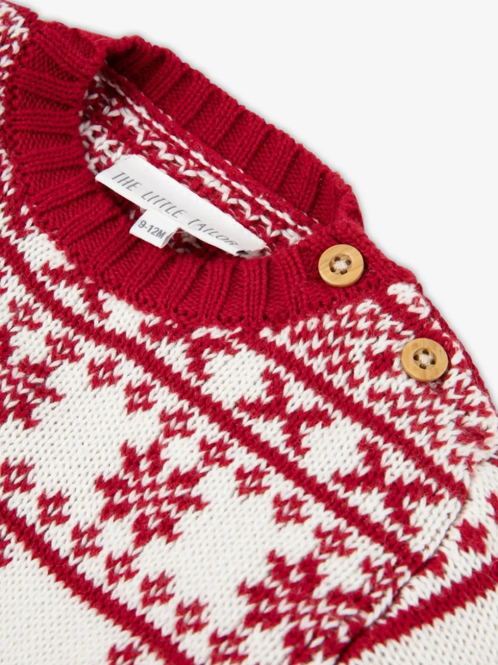 The Little Tailor Baby Cream Christmas Half Fairisle Cotton Jumper