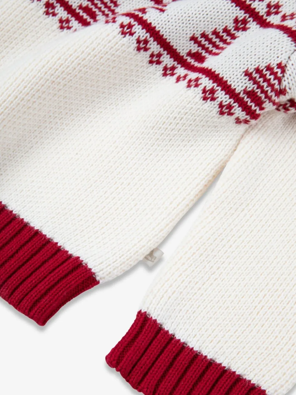 The Little Tailor Baby Cream Christmas Half Fairisle Cotton Jumper