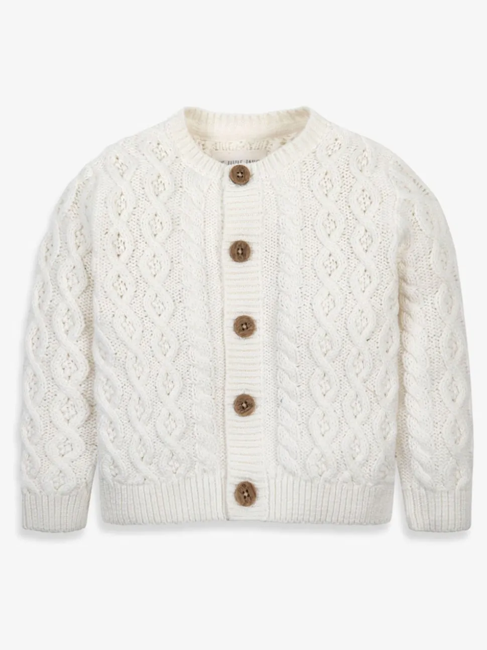 The Little Tailor Baby Cream Fisherman Cable Knit 100% Cotton Cardigan