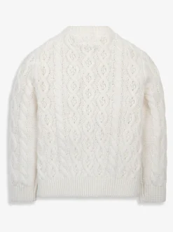 The Little Tailor Baby Cream Fisherman Cable Knit 100% Cotton Cardigan