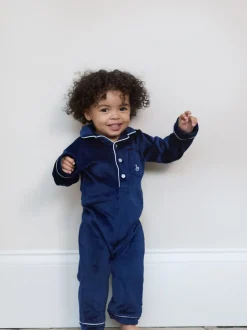 The Little Tailor Baby Luxury Soft Touch Velour Christmas Onsie Rompersuit