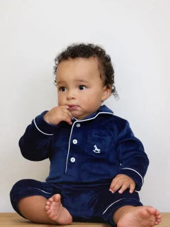 The Little Tailor Baby Luxury Soft Touch Velour Christmas Onsie Rompersuit