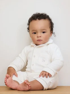 The Little Tailor Baby Luxury Soft Touch Velour Christmas Onsie Rompersuit