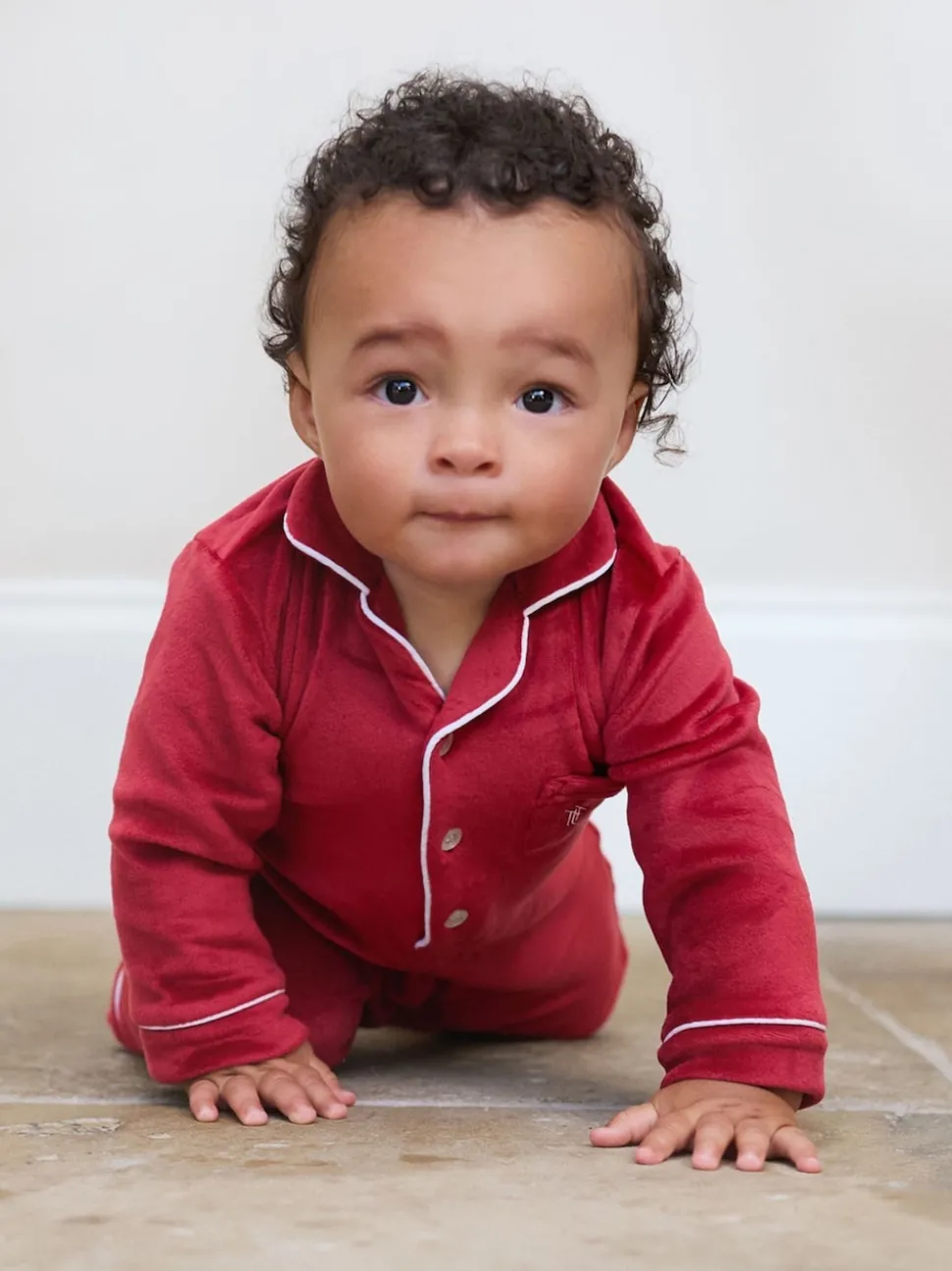 The Little Tailor Baby Luxury Soft Touch Velour Christmas Onsie Rompersuit