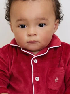 The Little Tailor Baby Luxury Soft Touch Velour Christmas Onsie Rompersuit