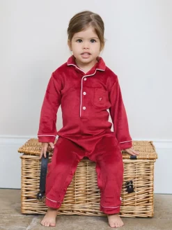 The Little Tailor Baby Luxury Soft Touch Velour Christmas Onsie Rompersuit