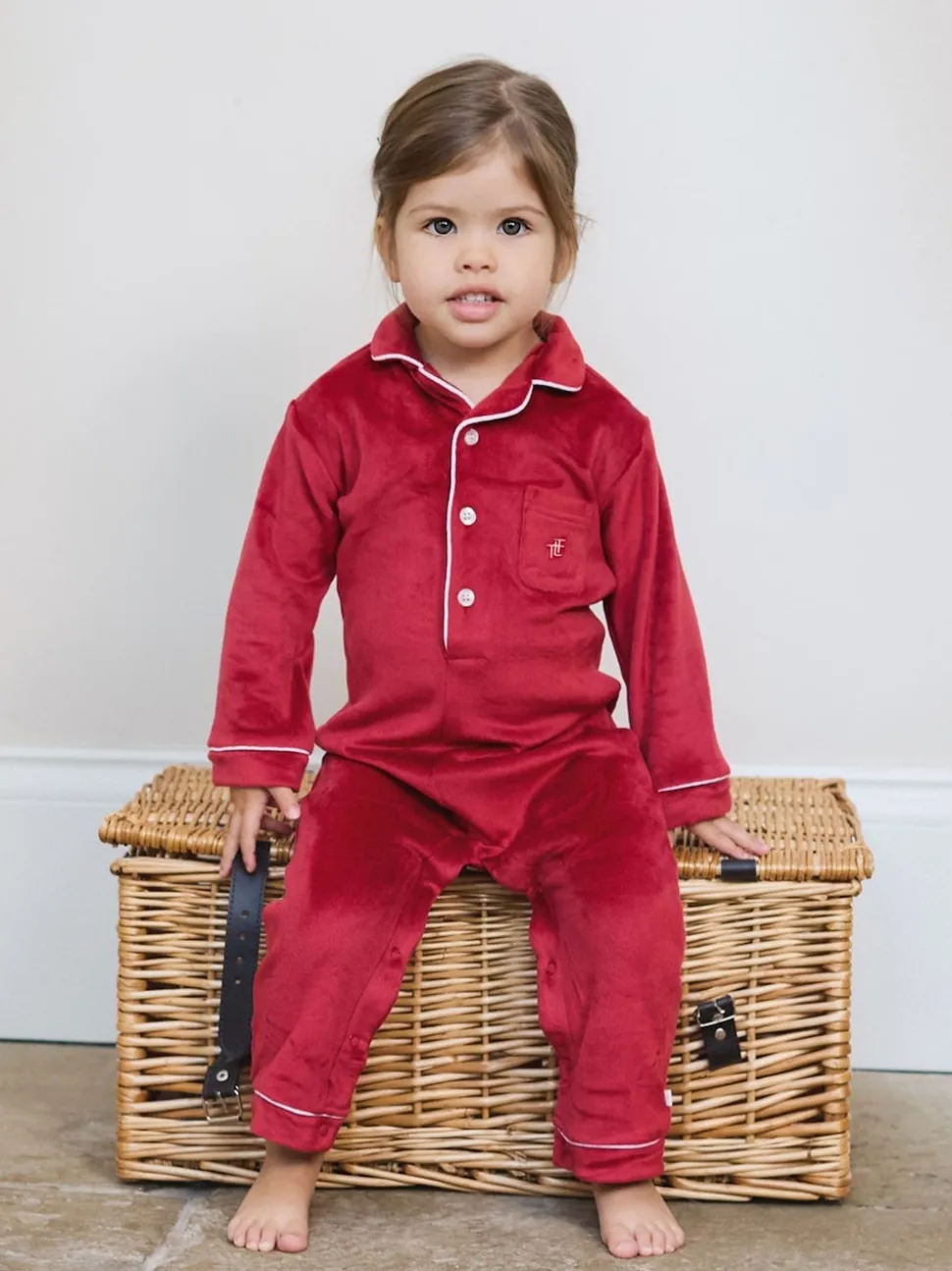 The Little Tailor Baby Luxury Soft Touch Velour Christmas Onsie Rompersuit
