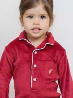 The Little Tailor Baby Luxury Soft Touch Velour Christmas Onsie Rompersuit