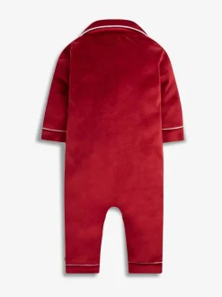 The Little Tailor Baby Luxury Soft Touch Velour Christmas Onsie Rompersuit