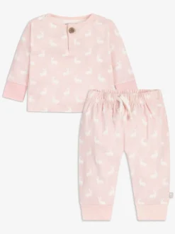 The Little Tailor Baby 2 Piece Jersey Bunny Print 100% Cotton Gift Set