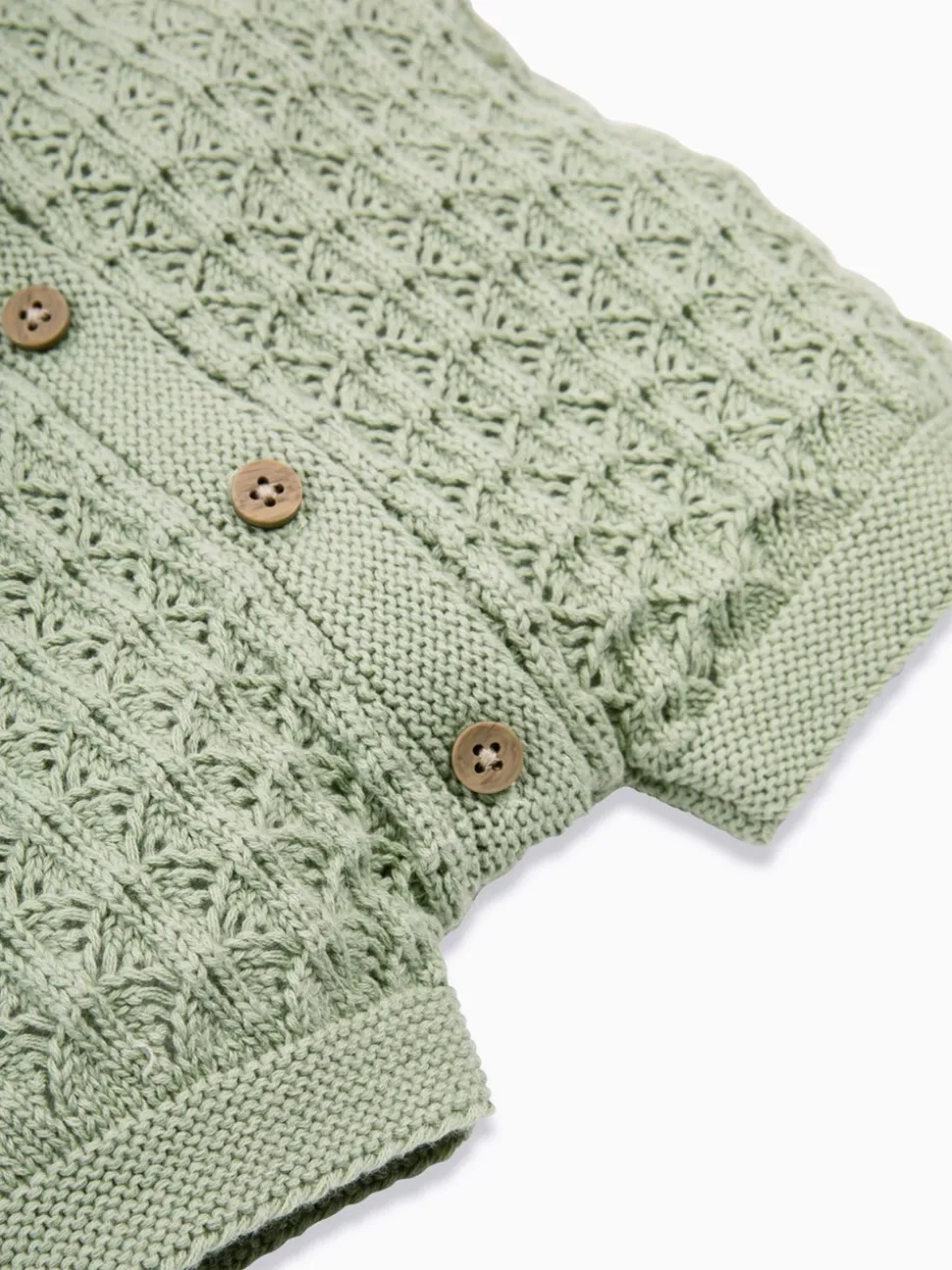 The Little Tailor Baby Scallop Design Pointelle Button Through 100% Cotton Romper
