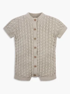 The Little Tailor Baby Scallop Design Pointelle Button Through 100% Cotton Romper