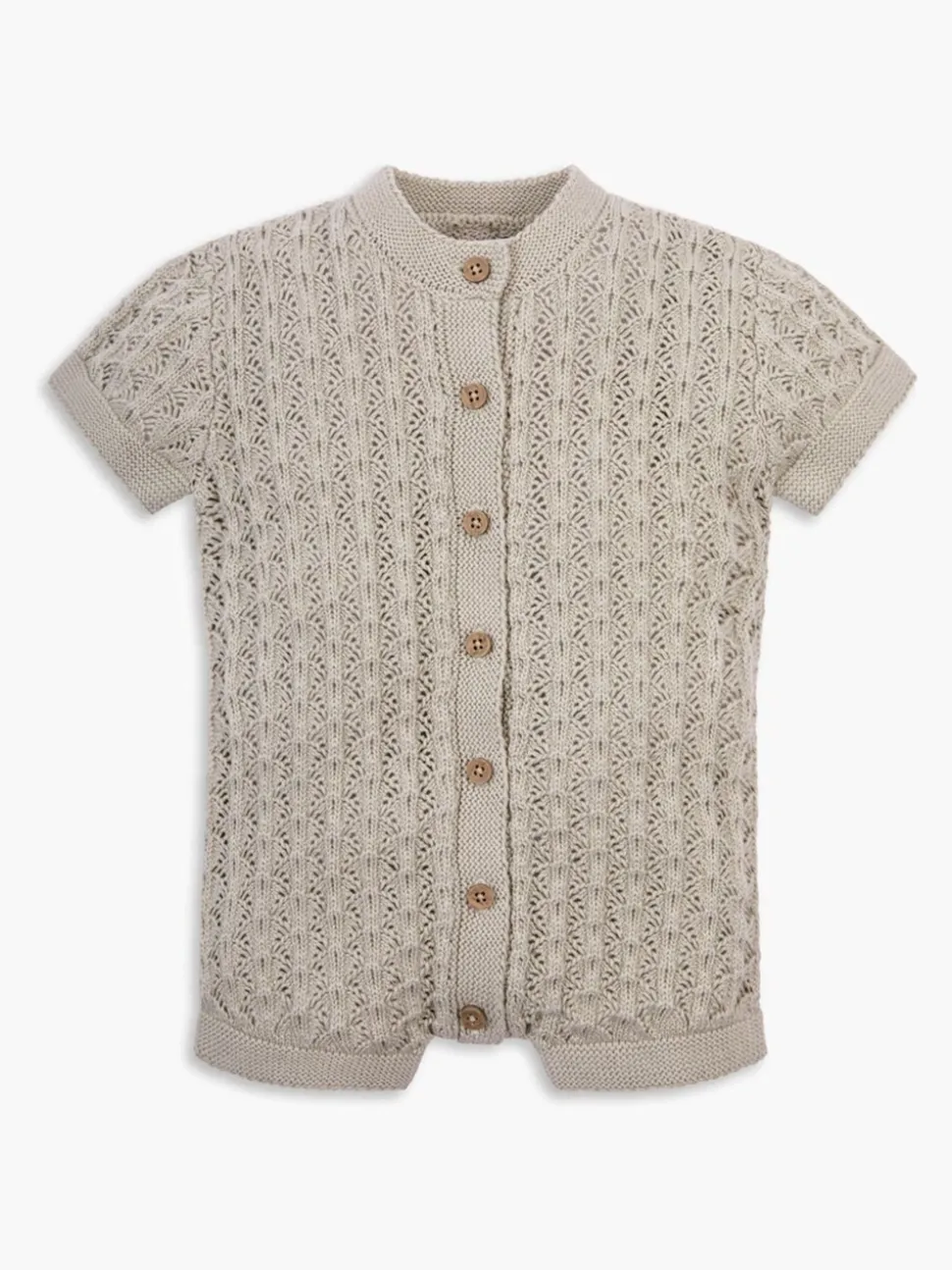 The Little Tailor Baby Scallop Design Pointelle Button Through 100% Cotton Romper