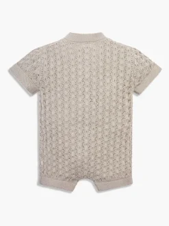 The Little Tailor Baby Scallop Design Pointelle Button Through 100% Cotton Romper