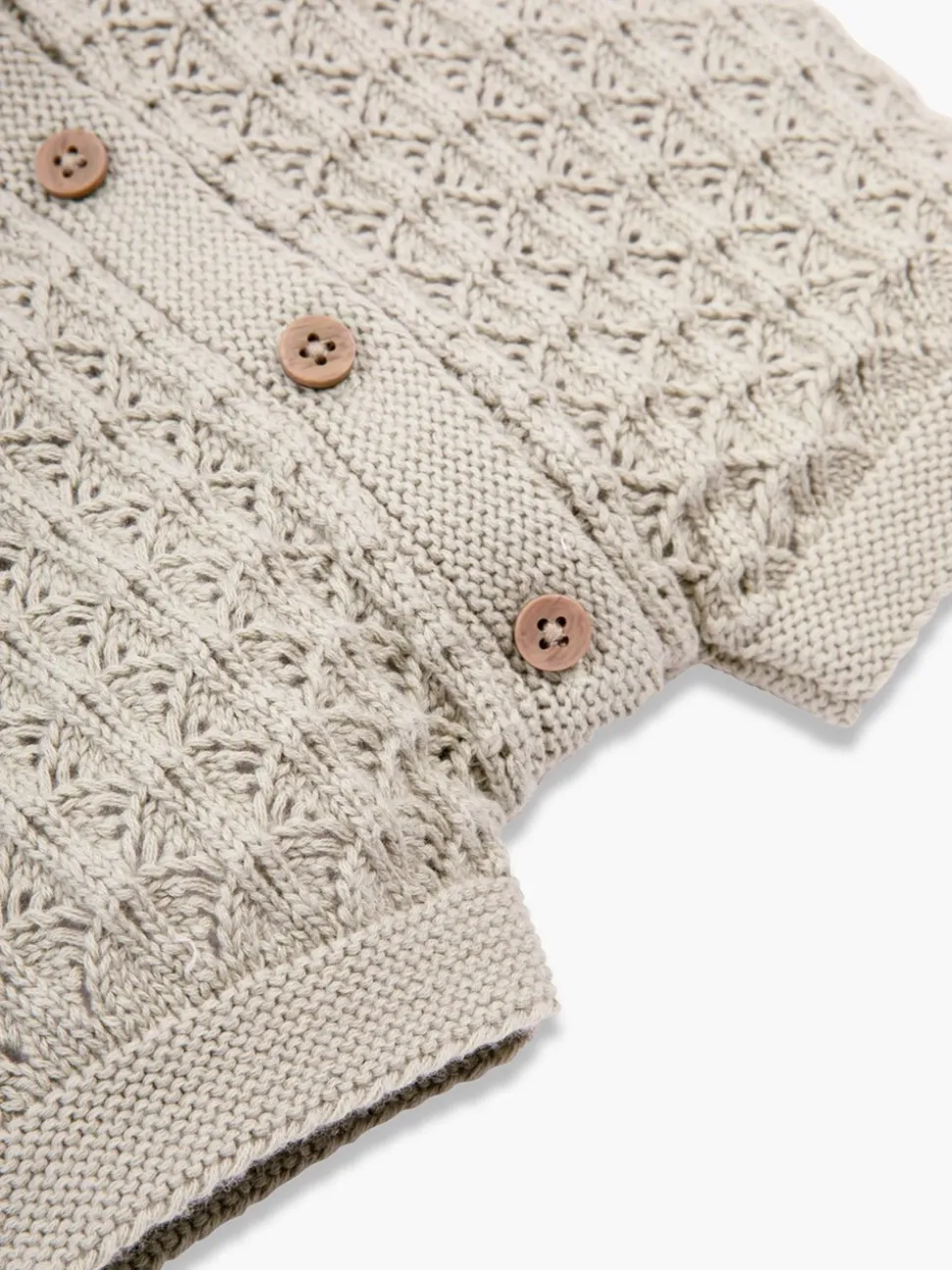 The Little Tailor Baby Scallop Design Pointelle Button Through 100% Cotton Romper