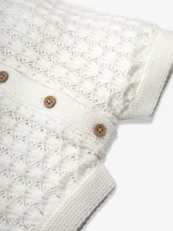 The Little Tailor Baby Scallop Design Pointelle Button Through 100% Cotton Romper