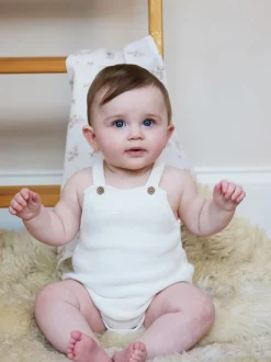 The Little Tailor Baby White Stylish Knitted 100% Cotton Romper