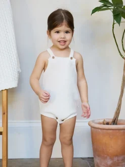The Little Tailor Baby White Stylish Knitted 100% Cotton Romper