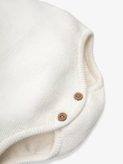 The Little Tailor Baby White Stylish Knitted 100% Cotton Romper